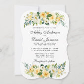 Invitation Floral Jaune Or Vert Mariage blanc (Devant)