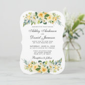 Invitation Floral Jaune Or Vert Mariage blanc (Debout devant)