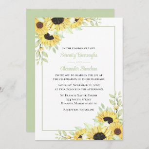 Invitation Floral Jaune Vert Aquarelle Mariage