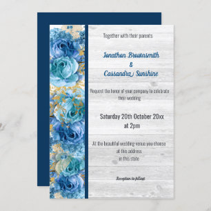 INVITATION FLORAL JOTTY NAVY BLUE RUSTIC MARIAGE NAVY
