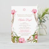 Invitation Floral Juif Bleu rose Baby Naming Star de David (Debout devant)
