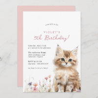Floral Kitten Cute Chat Thème Fille d'anniversaire