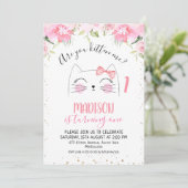Invitation Floral Kitten Visage Are Your Kitte me Anniversair (Debout devant)