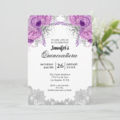 Invitation Floral Lace Quinceanera (Debout devant)