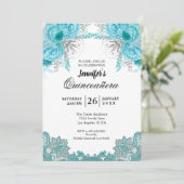 Invitation Floral Lace Quinceanera (Debout devant)
