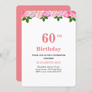 Invitation Floral & Laurel Feuilles 40e, 60e anniversaire