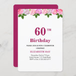 Invitation Floral & Laurel Leaves 40th, 60th Birthday<br><div class="desc">Chic floral and laurel leaves 40th or 60th Birthday on burgundy and white Party Invitation. Delicate pink peony flowers as header. Flowers are for love and laurel leaves are for wisdom!</div>