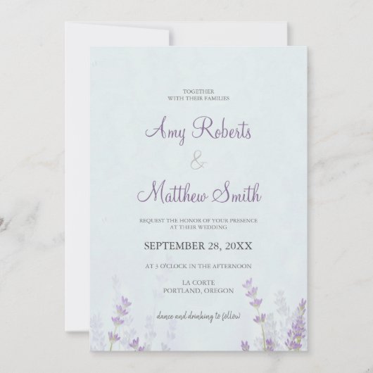Invitation Floral Lavander Mariage (Devant)