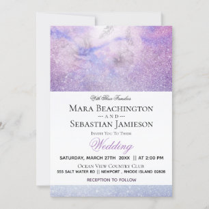 Invitation ~ Floral Lavender Blue Parties scintillant Élégant