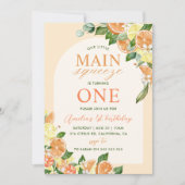 Invitation Floral Lemon Orange Notre principal Squeeze 1er an (Devant)