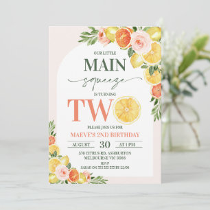 Invitation Floral Lemon Orange Our Main Squeeze 2e Anniversai