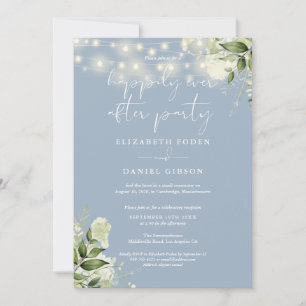 Invitation Floral Lights Bleu Mariage Heureux Pour Toujours