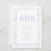 Invitation Floral Lilac Fleurs Wild & Onederful 1er anniversa (Devant)
