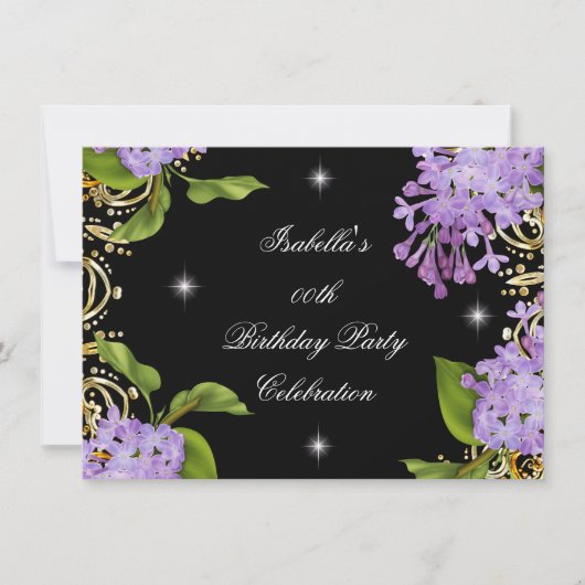 Invitation Floral Lilac Gold Black Elite Hommes (Devant)