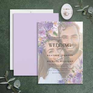 Invitation Floral Lilac Lavender Vellum Overlay Mariage photo