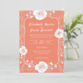 Invitation Floral Line Art Blanc et Mariage Saumon (Debout devant)