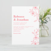 Invitation Floral Line Art Mariage rose (Debout devant)