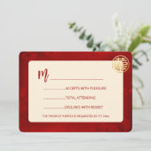 Invitation Floral Line Art RSVP Mariage chinois (Debout devant)