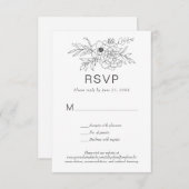 Invitation Floral Line Art Simple sur mesure Classic RSVP (Devant / Derrière)
