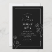Invitation Floral Line Rustic Black Elegant All in Wedding (Dos)