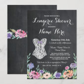 Invitation floral Lingerie Shower (Devant / Derrière)