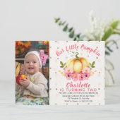 Invitation Floral Little Citrouille Photo Anniversaire Invita (Debout devant)
