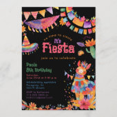 Invitation Floral Llama Cactus Mexican Fiesta Kids Birthday  (Devant)