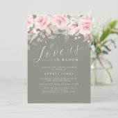 Invitation Floral Love est en Fleur Blush Sage Douche nuptial (Debout devant)