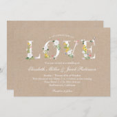 Invitation Floral Love Wedding (Devant / Derrière)