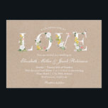 Invitation Floral Love Wedding<br><div class="desc">Kraft Wedding invite présente des illustrations florales.</div>