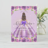 Invitation Floral Lumière Violet Or Glam Princesse Quinceaner (Debout devant)