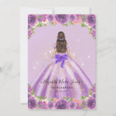 Invitation Floral Lumière Violet Or Glam Princesse Quinceaner (Dos)