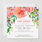 Invitation Floral lumineux moderne d'aquarelle de fille de (Devant)