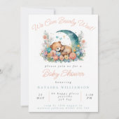 Invitation Floral Lune On Peut Bearly Wait Baby shower (Devant)