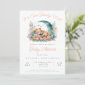 Invitation Floral Lune On Peut Bearly Wait Baby shower (Debout devant)