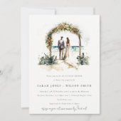 Invitation Floral Mariage Arch Beach Seascape Couples Douche (Devant)