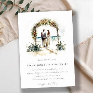 Invitation Floral Mariage Arch Coastal Beach Mariage marin