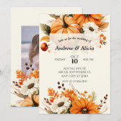 Invitation Floral mariage de automne d'automne (Devant / Derrière)