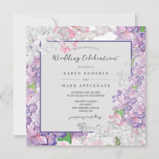 Invitation Floral Mariage Lilacs en fleurs (Devant)