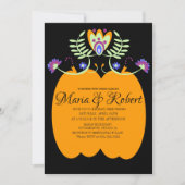 Invitation Floral Mariage mexicain | Citrouille Halloween (Devant)
