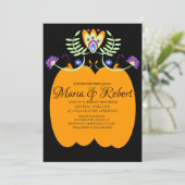 Invitation Floral Mariage mexicain | Citrouille Halloween (Debout devant)