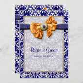 Invitation Floral mariage orange bleu CUSTOM (Devant / Derrière)