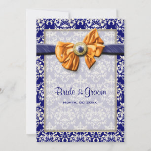Invitation Floral mariage orange bleu CUSTOM