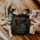 Invitation Floral Mariage photo orange et rose pâle