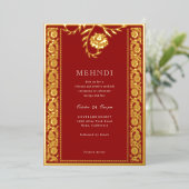 Invitation Floral Marigold Gold Mehndi (Debout devant)