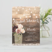 Invitation Floral Mason Jar & Lights Rustic Country Bride (Debout devant)