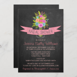 Invitation Floral Mason Jar Sur Chalkboard Fête des mariées