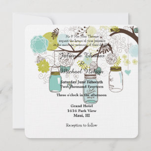 Invitation Floral Mason Jars Mariage