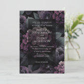 Invitation Floral mauve avec code QR (Debout devant)