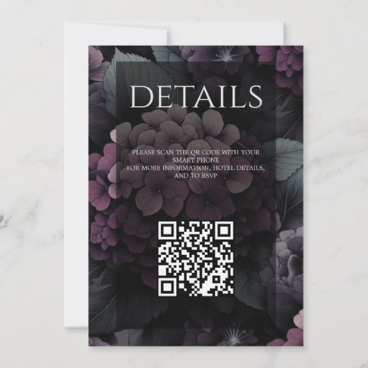 Invitation Floral mauve avec code QR (Dos)